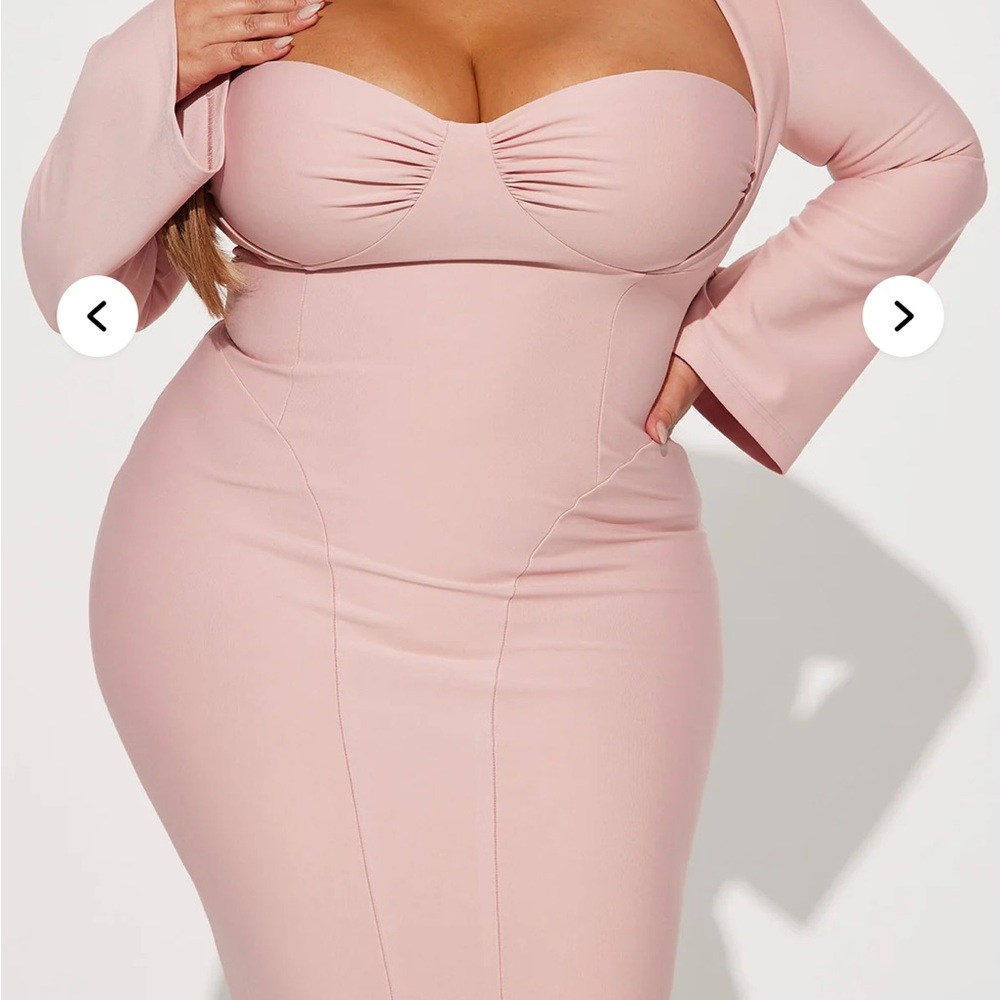 Fashion Nova Pink Long Sleeve Dress